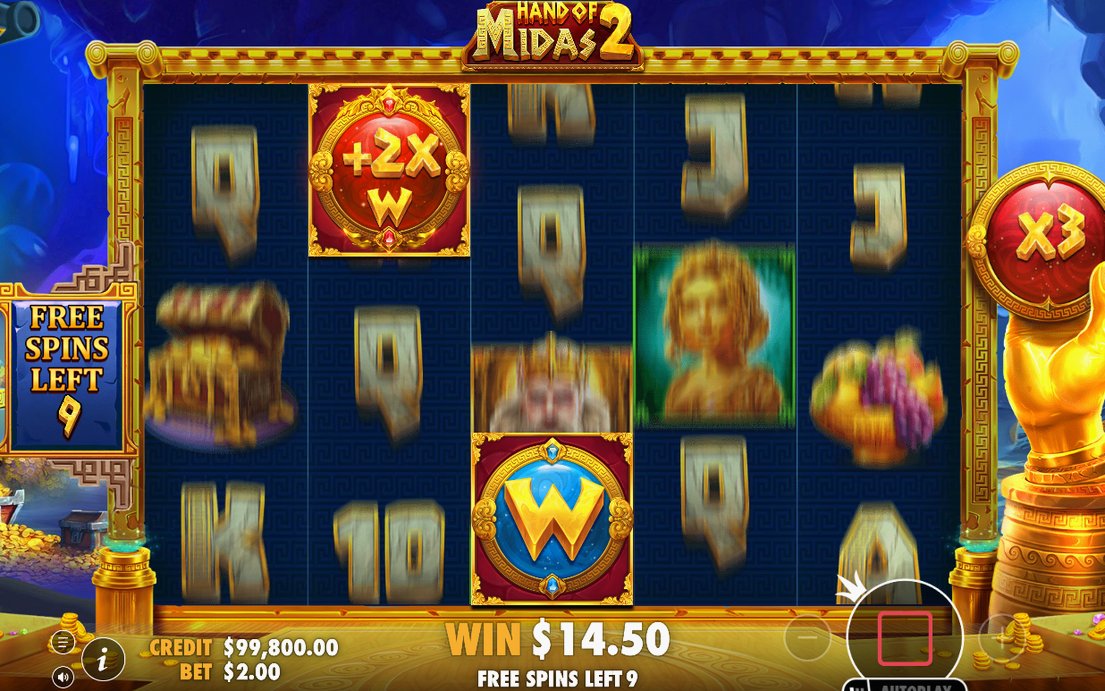Free spins-rund med kvarvarande snurrar och generell multiplikator