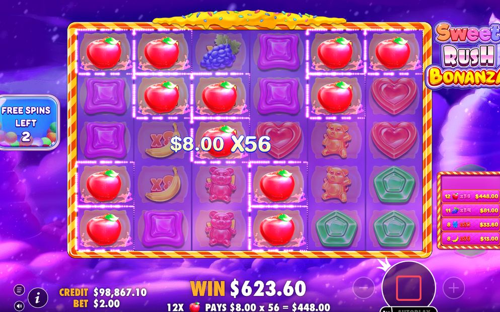 Free Spins-läget, där scatter-symbolerna har startat bonusrundan